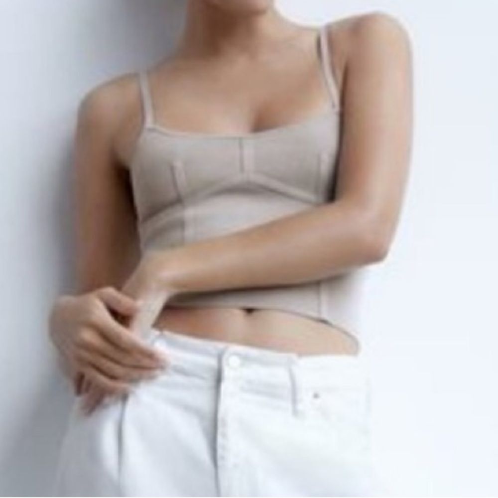 Zara Bandage Knit Corset Top - Beige - Size XS - New with Tags